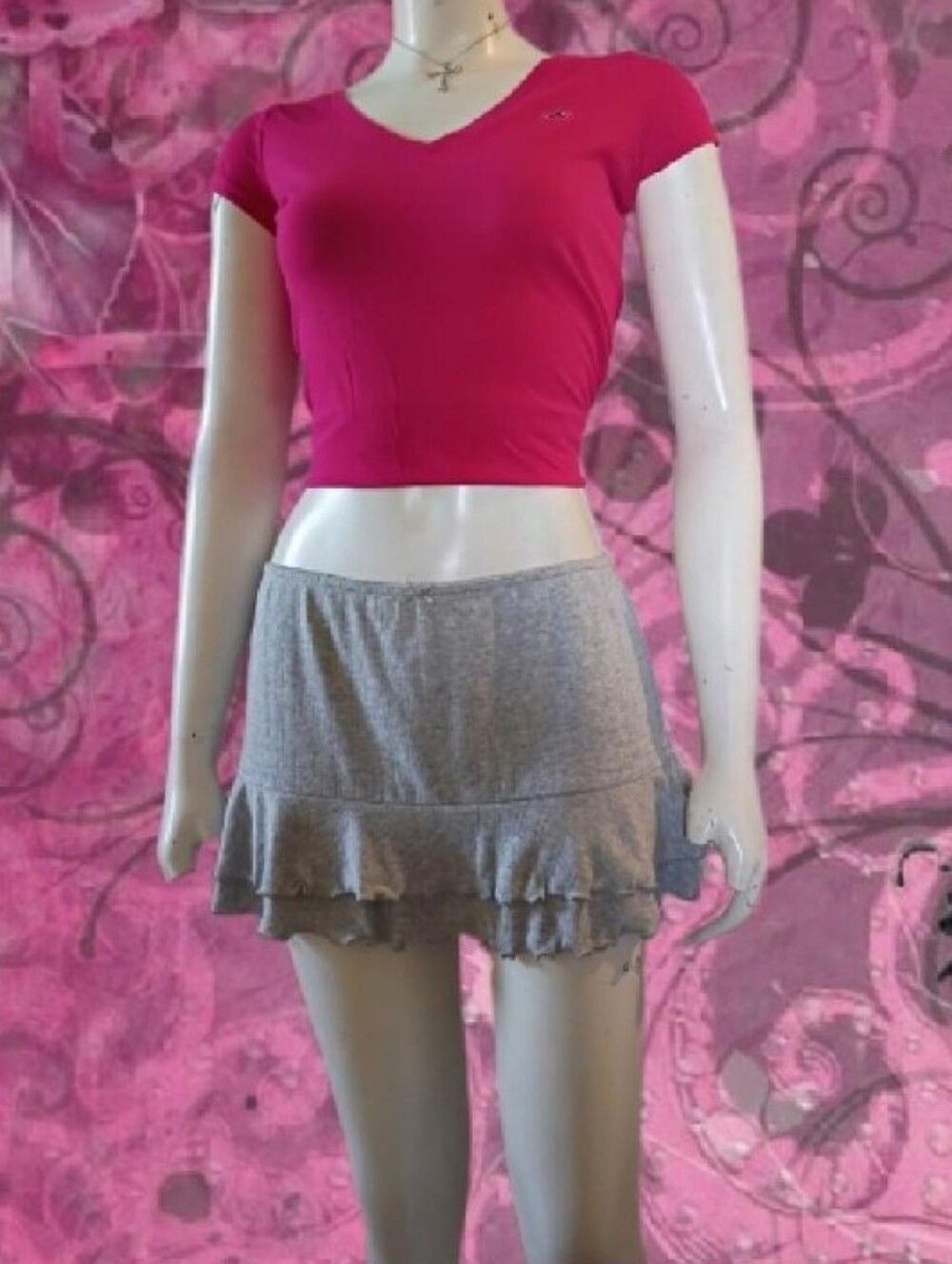 VTG 90s 00s Y2K No Boundaries Grey Ruffle Mini Skort Sz M
